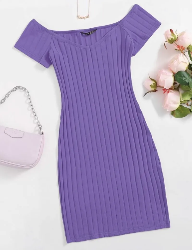 Vestido malha canelada