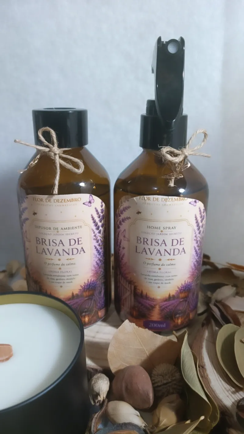 Home spray vidro âmbar 200 ml Brisa de lavanda