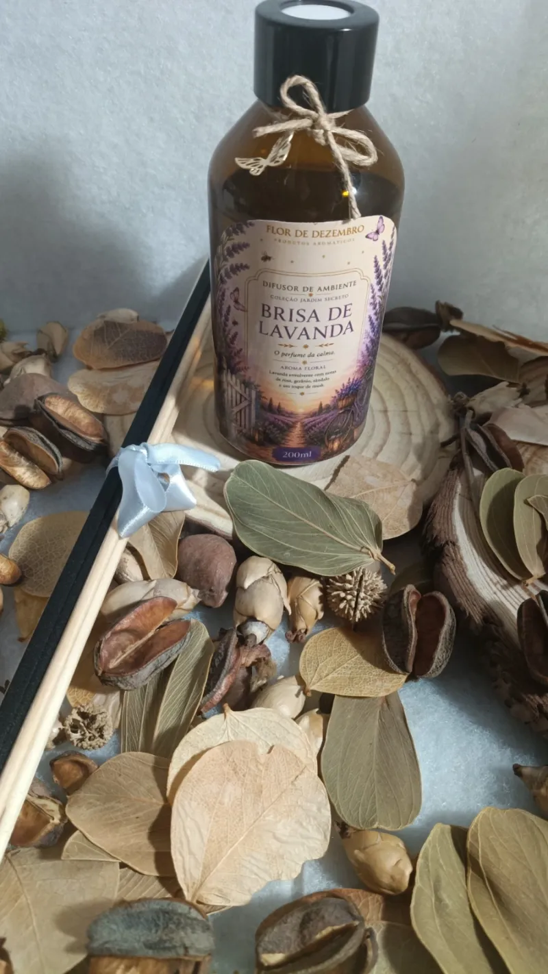 Difusor de ambiente vidro âmbar 200ml Brisa de lavanda