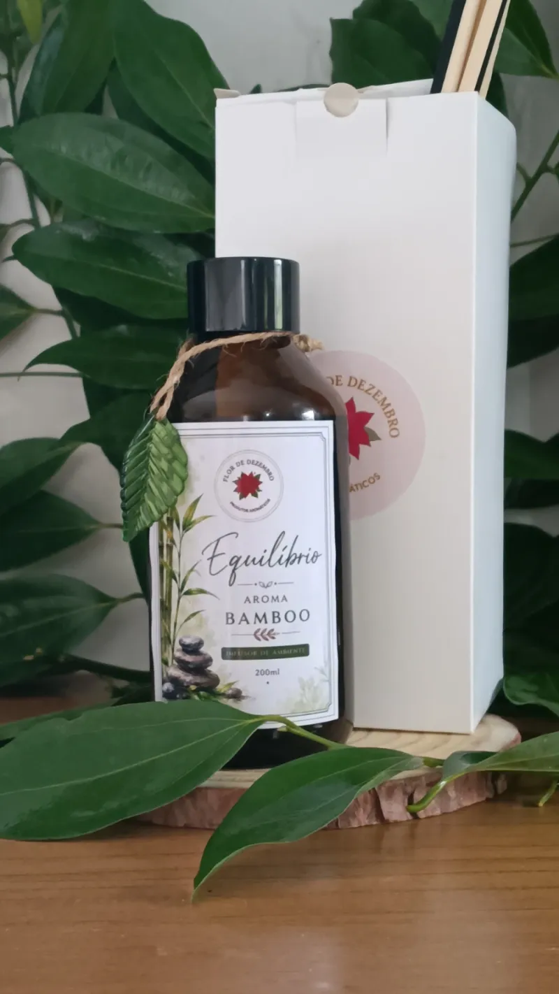 Difusor de Aromas vidro âmbar 200ml Equilíbrio bamboo