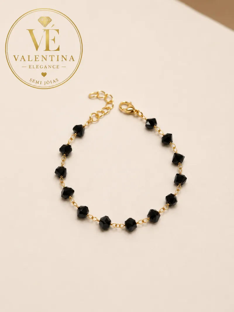Pulseira com Pedras Pretas